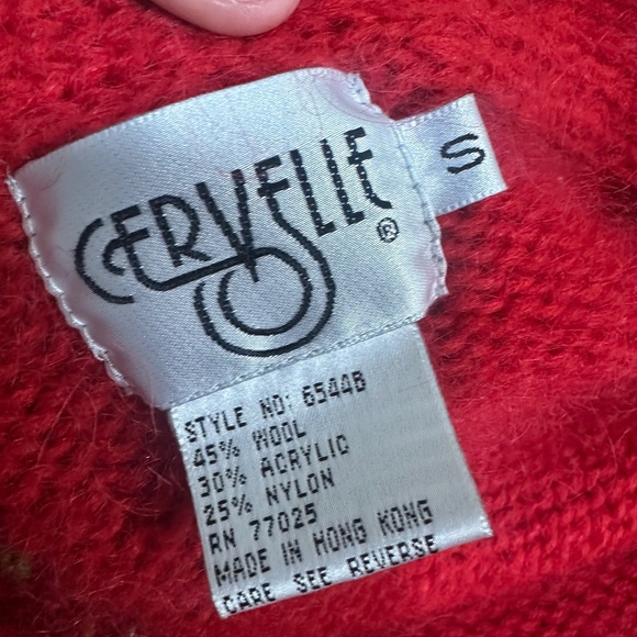 Vintage Cervelle Red Embroidered Wool Blend Chunky Oversized Longline Cardigan - Picture 8 of 8